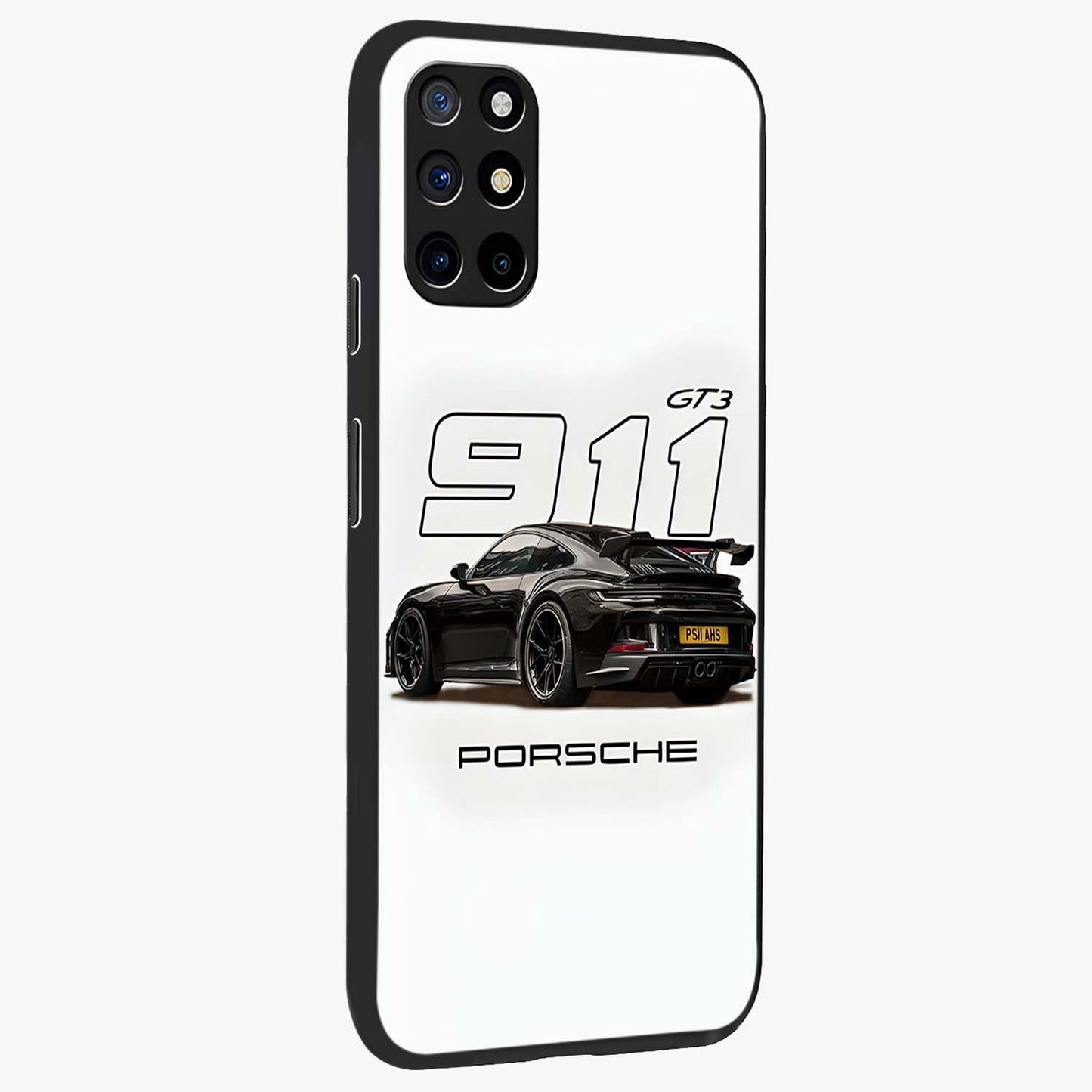 Turbo Legacy Icon Glass Case upright view showcasing bold racing inspired artwork with classic car theme.