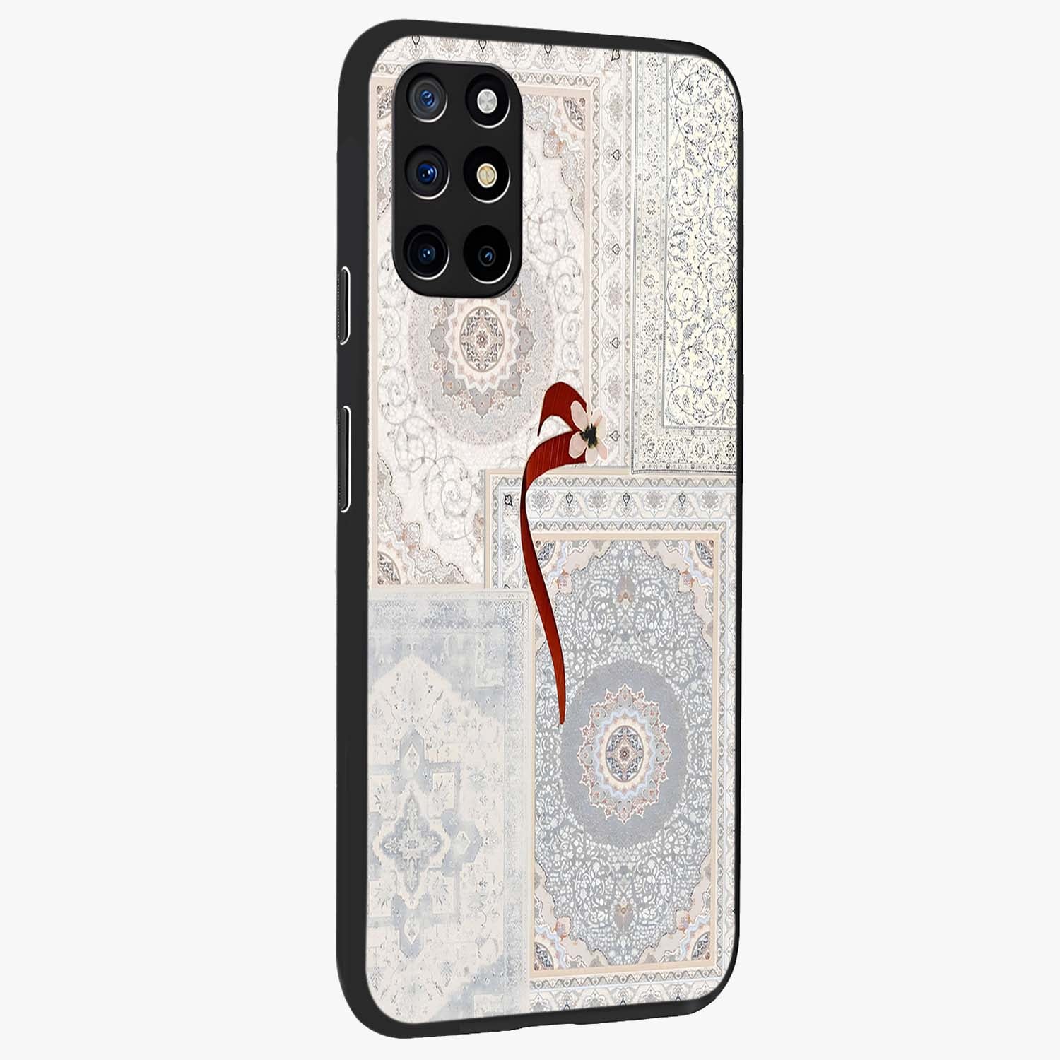 White Aesthetic Bow Glass Case upright view showcasing delicate ribbon bow artwork with cute minimalist theme.