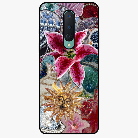Beaded Garden Fantasy Glass Case showing flat back view with dreamy garden bead artwork and glossy glass finish.