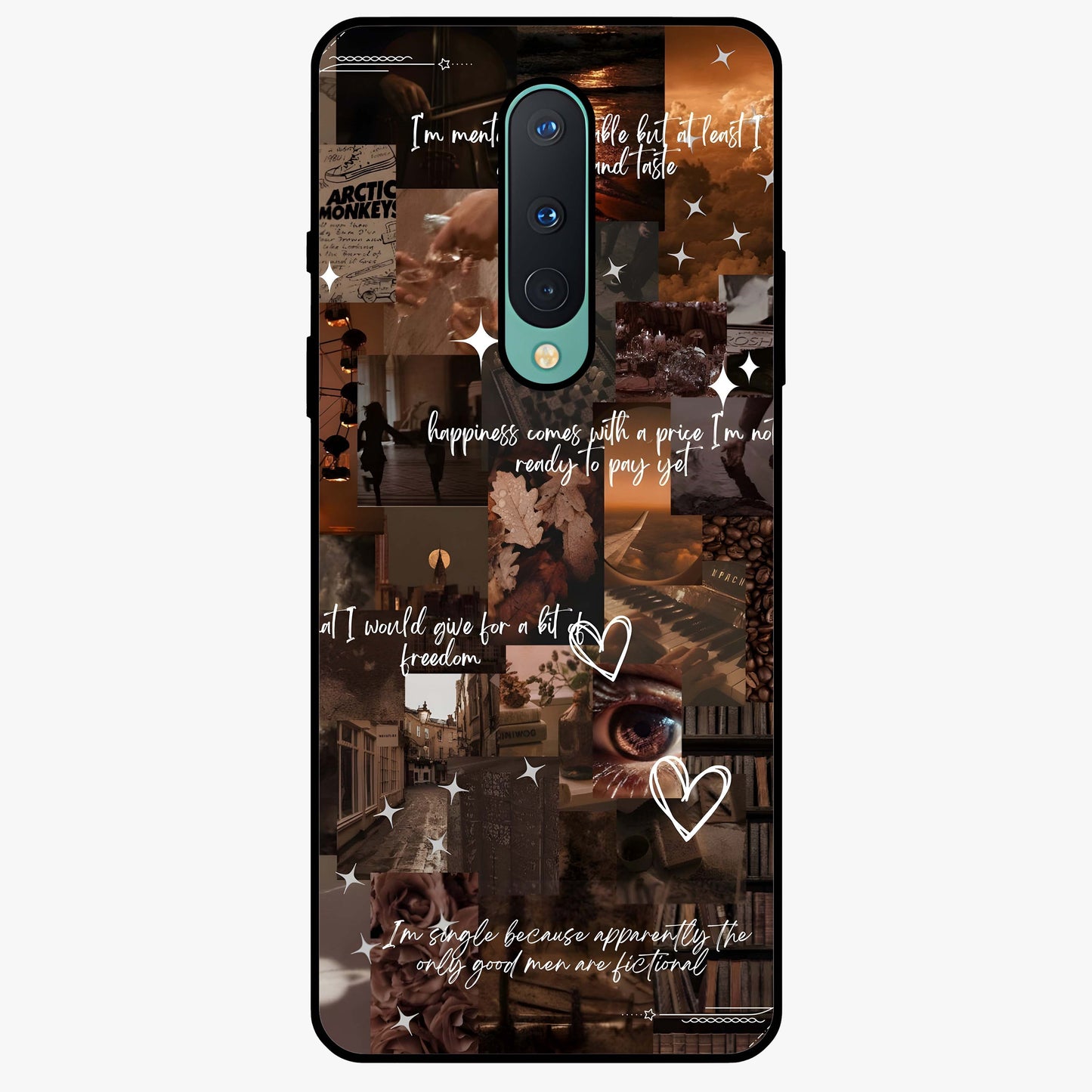 Bittersweet Aesthetic Chaos Glass Case showing flat back view with artistic chaotic aesthetic design and glossy glass finish.