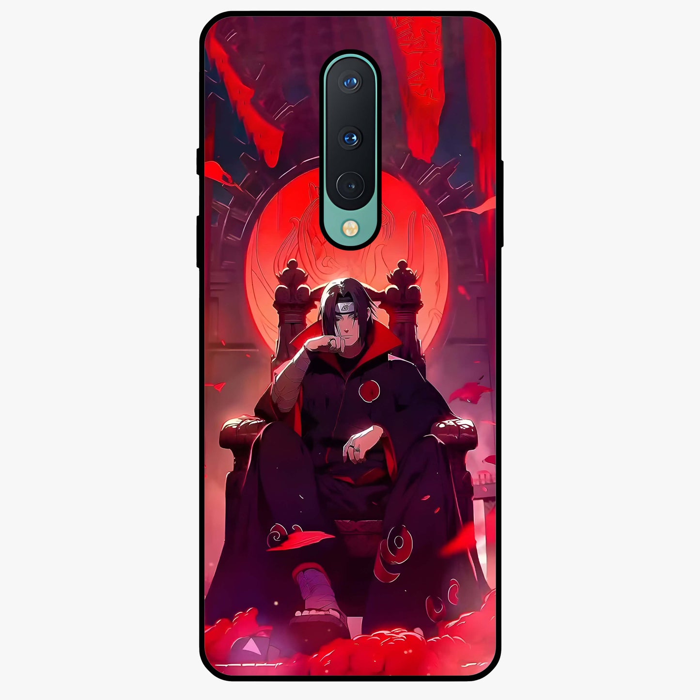 Blood Moon Sovereign Glass Case showing flat back view with mystical blood moon artwork and glossy glass finish.