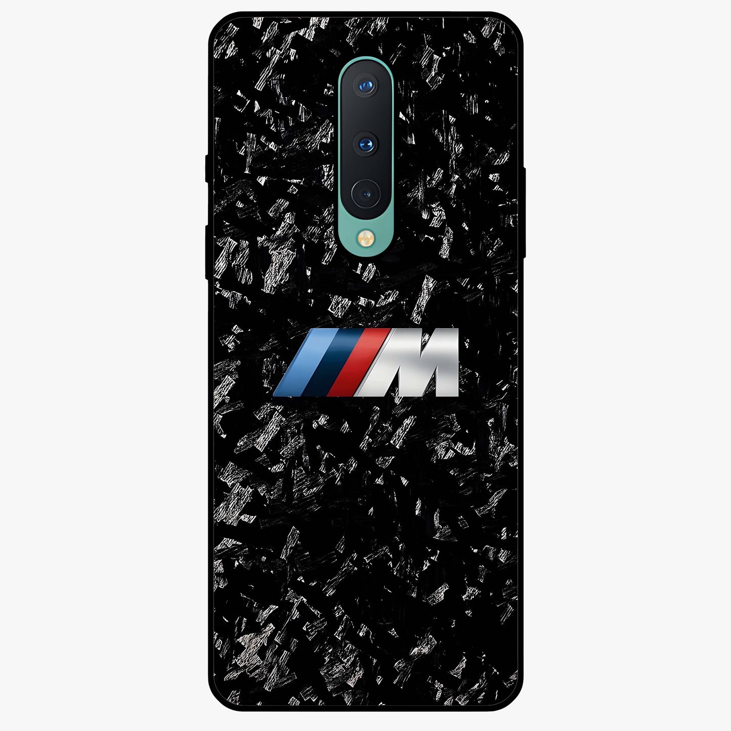 Carbon Speed Mark Glass Case showing flat back view with sporty carbon pattern artwork and glossy glass finish.