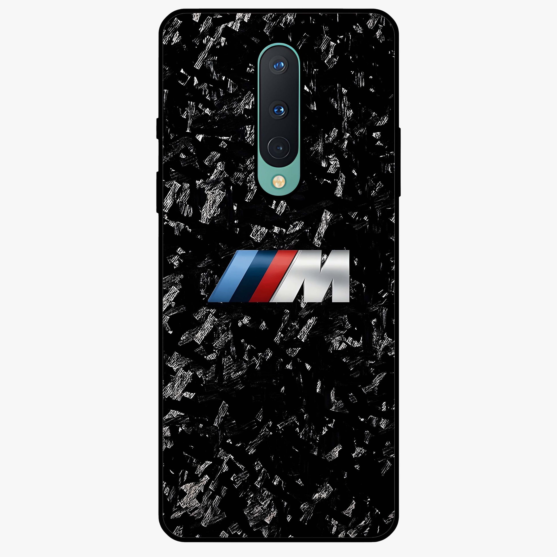 Carbon Speed Mark Glass Case showing flat back view with sporty carbon pattern artwork and glossy glass finish.