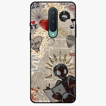 City Dream Sketch Glass Case showing flat back view with artistic city skyline sketch artwork and glossy glass finish.