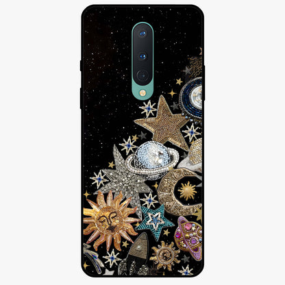 Cosmic Sparkle Dreams Glass Case showing flat back view with sparkling cosmic artwork and glossy glass finish.