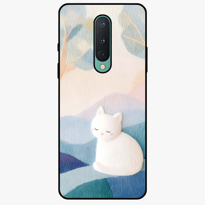 Cotton Dream Cat Glass Case showing flat back view with soft dreamy cat artwork and glossy glass finish.