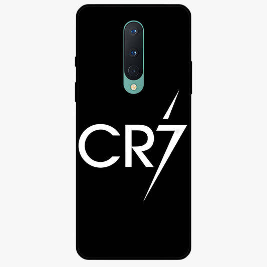 Cr7 Elite Strike Glass Case showing flat back view with dynamic football inspired artwork and glossy glass finish.