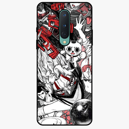 Crimson Chaos Panel Glass Case showing flat back view with bold crimson abstract artwork and glossy glass finish.