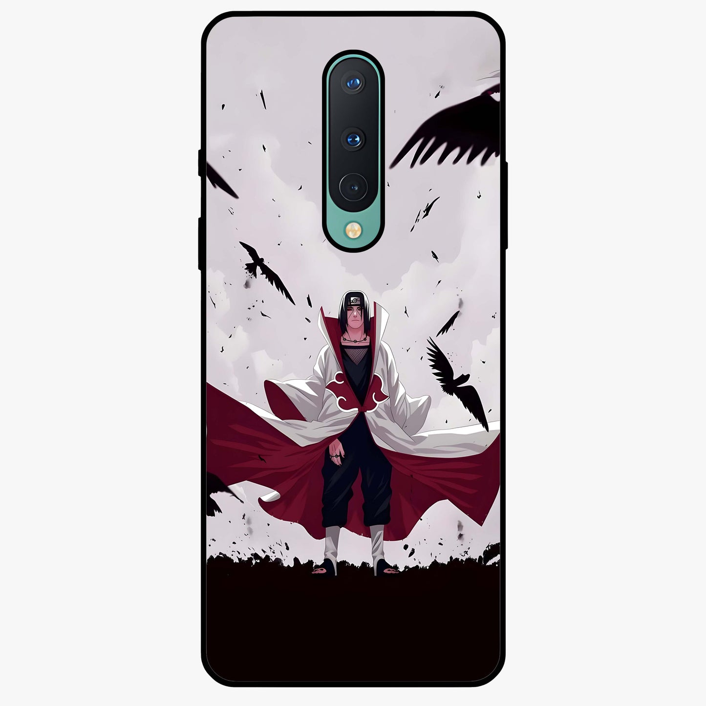 Crimson Crow Ascension Glass Case showing flat back view with mystical crow artwork and glossy glass finish.