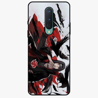 Crimson Crow Illusion Glass Case showing flat back view with artistic crow illusion artwork and glossy glass finish.