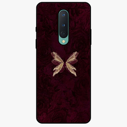 Crimson Fade Butterfly Glass Case showing flat back view with fading butterfly artwork and glossy glass finish.