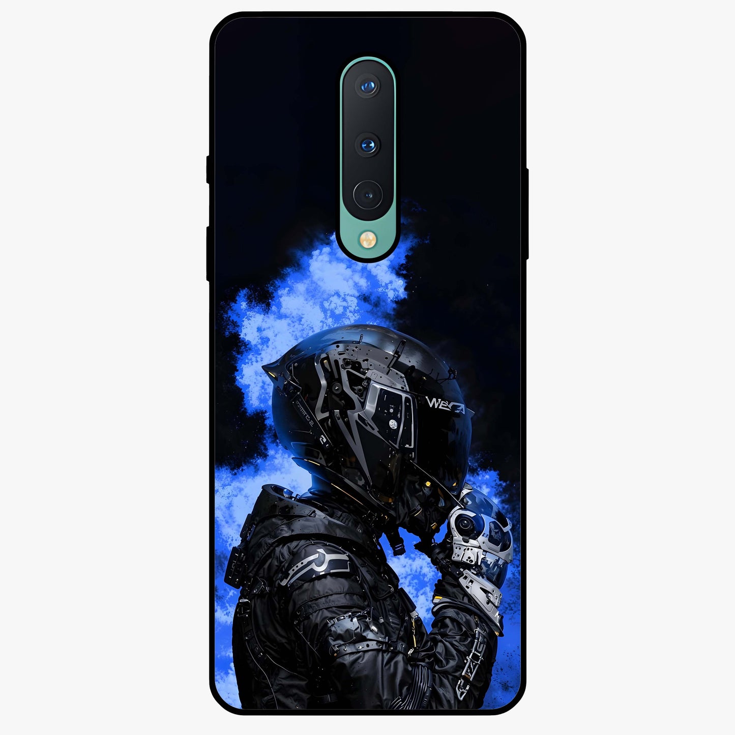 Cyber Sentinel Protocol Glass Case showing flat back view with futuristic cyber themed artwork and glossy glass finish.