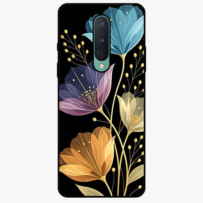 Delicate Multicolor Flowers Glass Case showing flat back view with vibrant floral artwork and glossy glass finish.