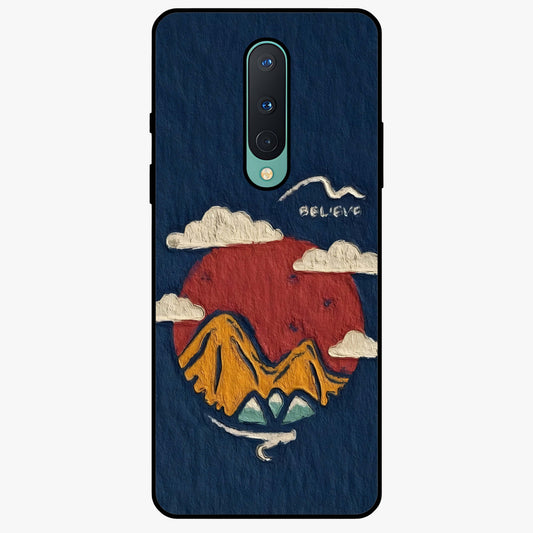Dream Beyond Mountains Glass Case showing flat back view with scenic mountain landscape artwork and glossy glass finish.