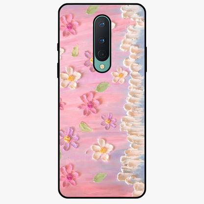 Dreamy Painted Garden Glass Case showing flat back view with artistic painted floral garden artwork and glossy glass finish.