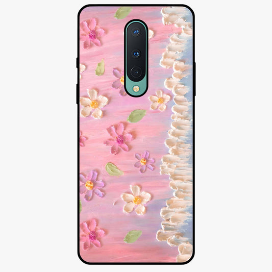 Dreamy Painted Garden Glass Case showing flat back view with artistic painted floral garden artwork and glossy glass finish.