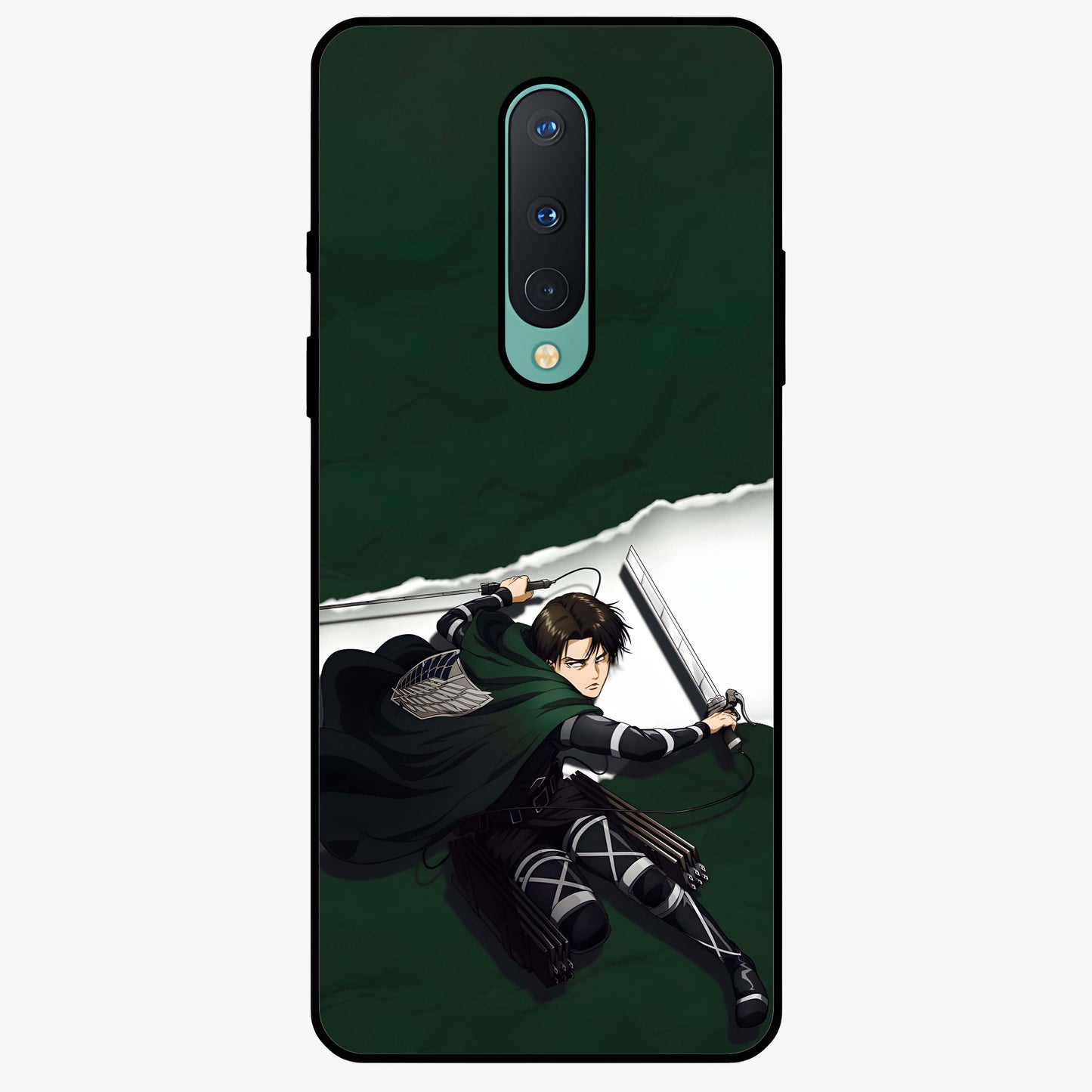 Emerald War Vanguard Glass Case showing flat back view with powerful warrior themed artwork and glossy glass finish.