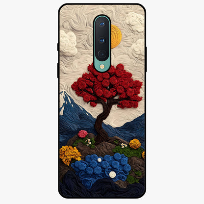 Eternal Nature Tapestry Glass Case showing flat back view with intricate nature tapestry artwork and glossy glass finish.