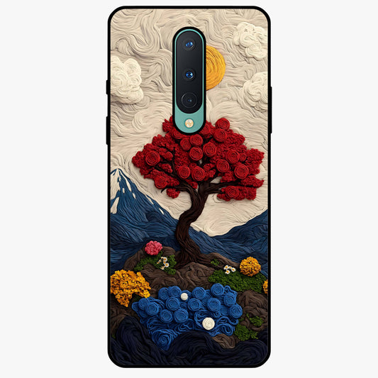 Eternal Nature Tapestry Glass Case showing flat back view with intricate nature tapestry artwork and glossy glass finish.