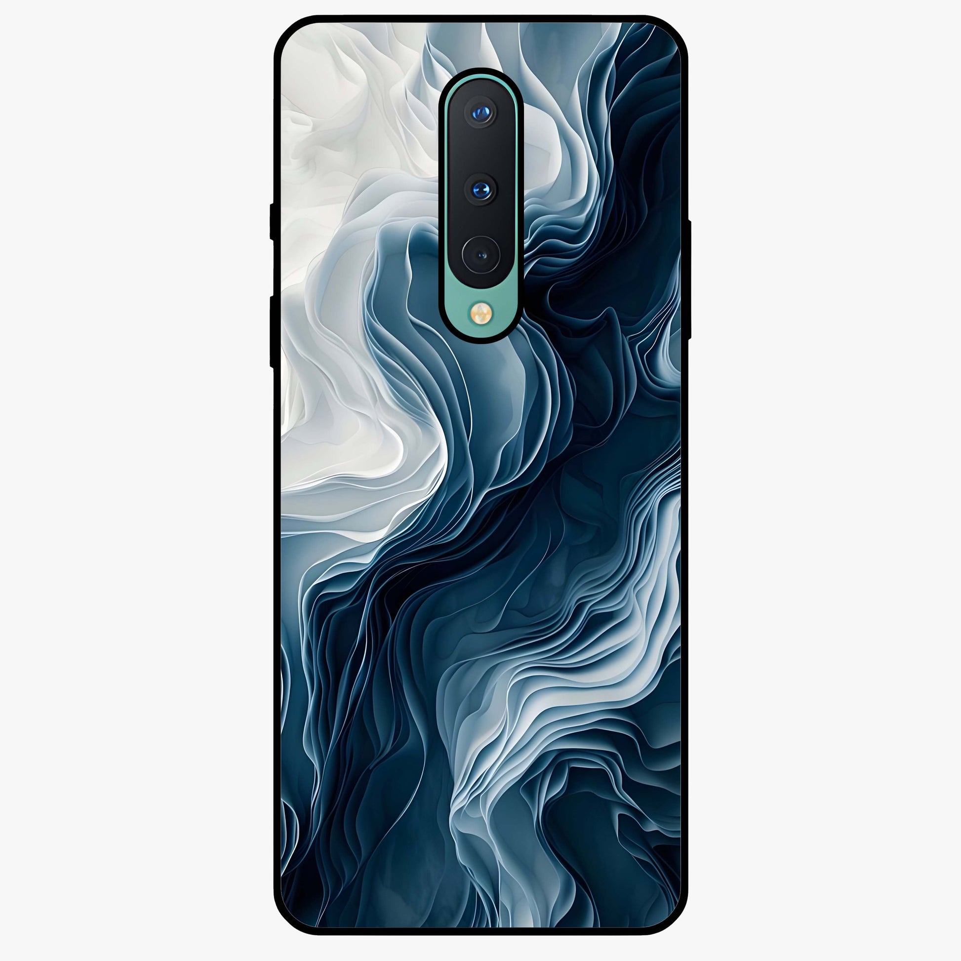 Ethereal Paper Marble Glass Case showing flat back view with soft marble paper texture artwork and glossy glass finish.