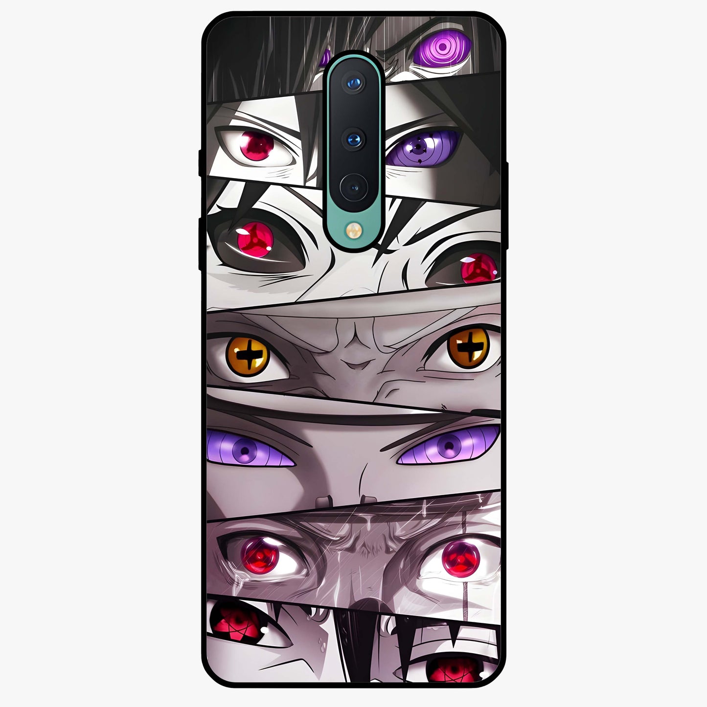 Eyes of Destiny Glass Case showing flat back view with striking eye themed artwork and glossy glass finish.