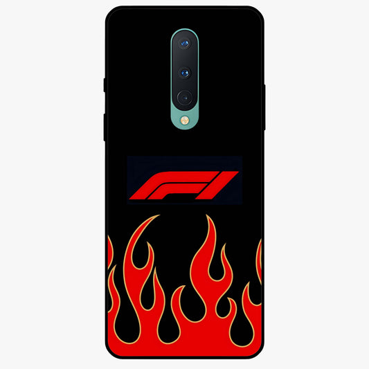 Fire F11 Glass Case showing flat back view with fiery themed artwork and glossy glass finish.