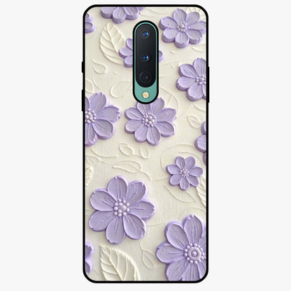 Floral Wall Art With Purple Flowers Glass Case showing flat back view with purple flower artwork and glossy glass finish.