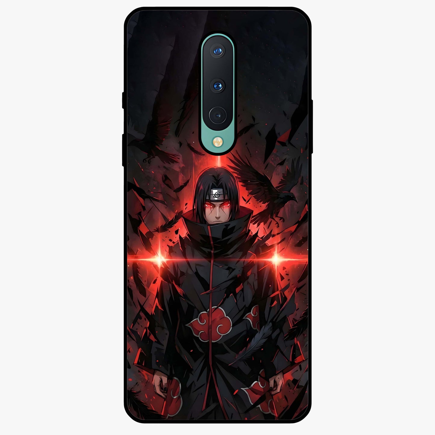 Focused Blade Discipline Glass Case showing flat back view with warrior sword themed artwork and glossy glass finish.