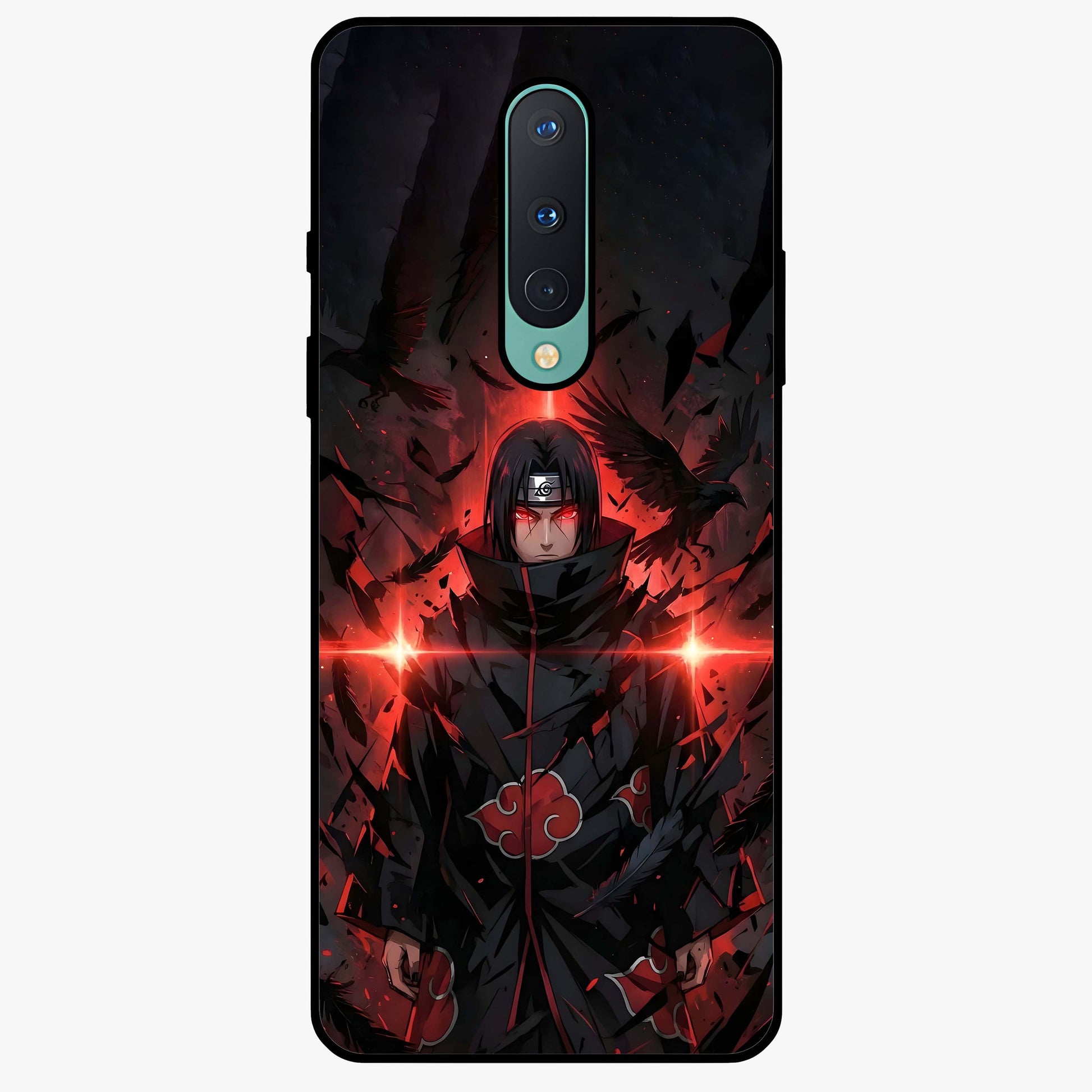 Focused Blade Discipline Glass Case showing flat back view with warrior sword themed artwork and glossy glass finish.
