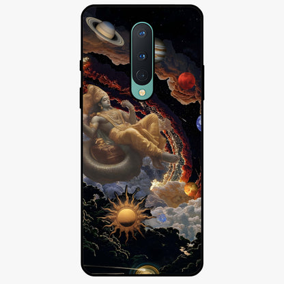 Galactic Divine God Glass Case showing flat back view with divine cosmic themed artwork and glossy glass finish.