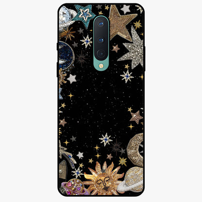 Galactic Jewel Stars Glass Case showing flat back view with sparkling star jewel artwork and glossy glass finish.