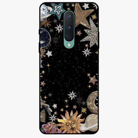 Galactic Jewel Stars Glass Case showing flat back view with sparkling star jewel artwork and glossy glass finish.