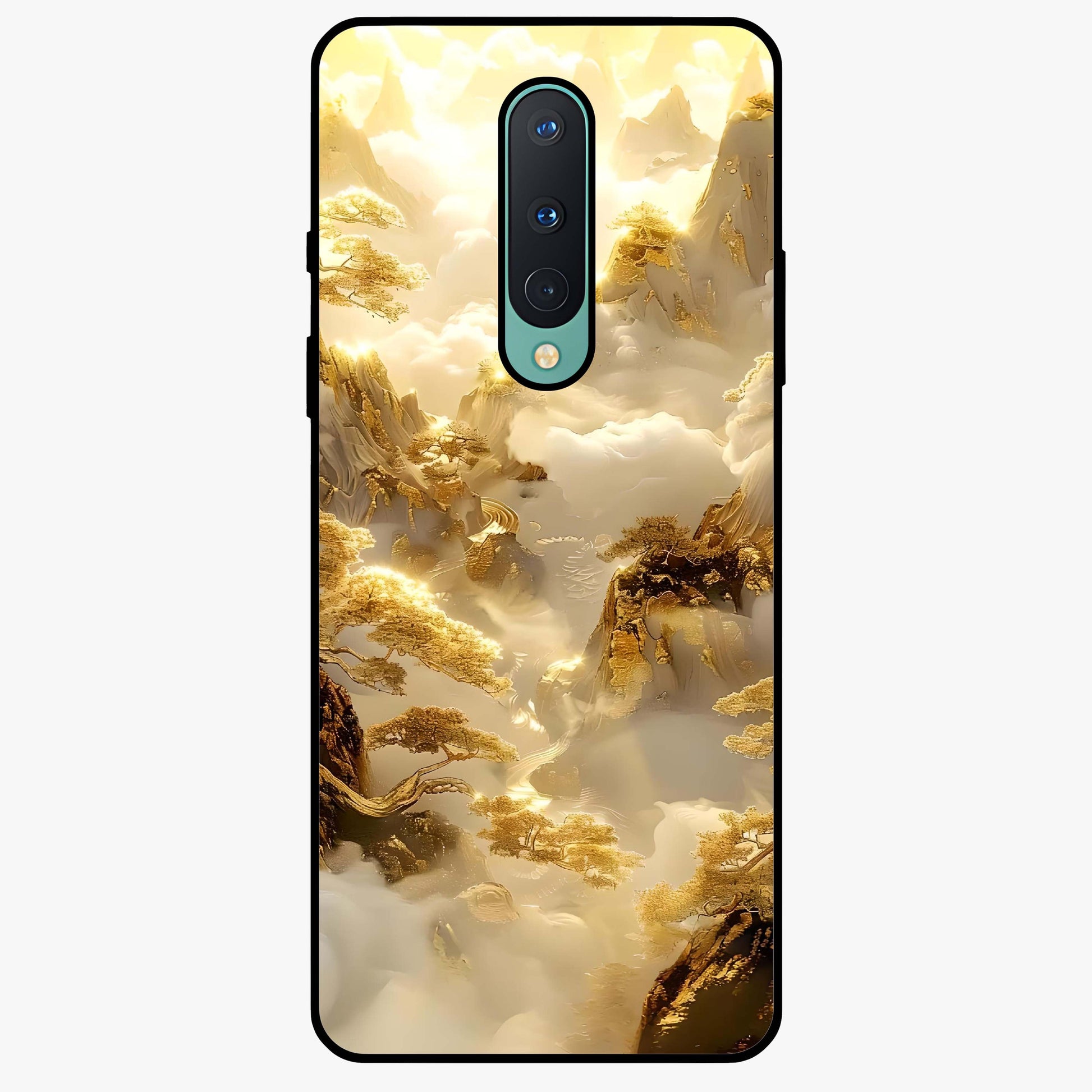 Gates Of Illumination Glass Case showing flat back view with mystical illuminated gate artwork and glossy glass finish.