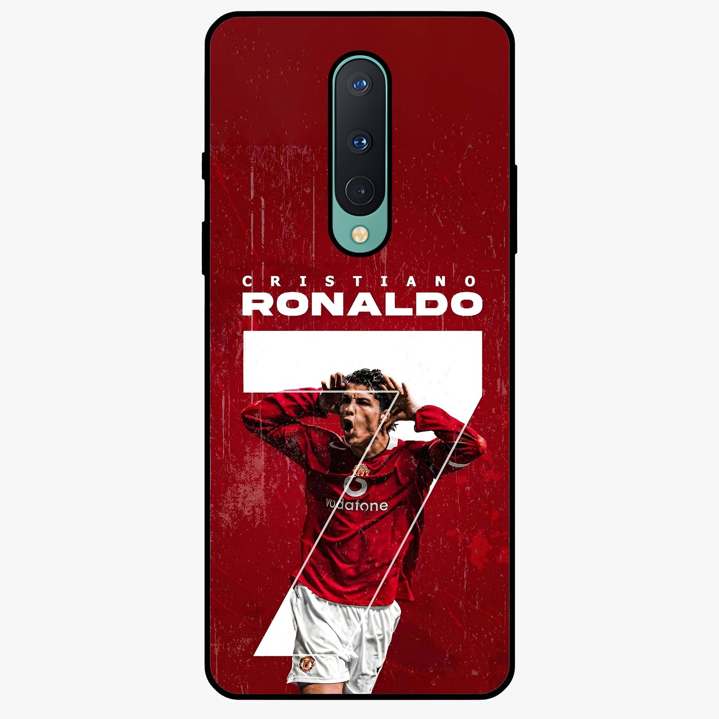 Goal Celebration Legacy Glass Case showing flat back view with football celebration inspired artwork and glossy glass finish.