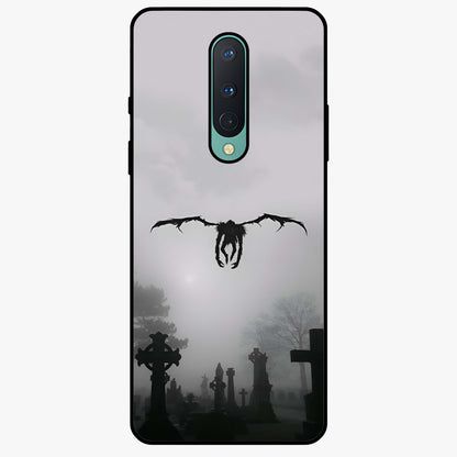 Graveyard Shadow Descent Glass Case showing flat back view with dark graveyard themed artwork and glossy glass finish.