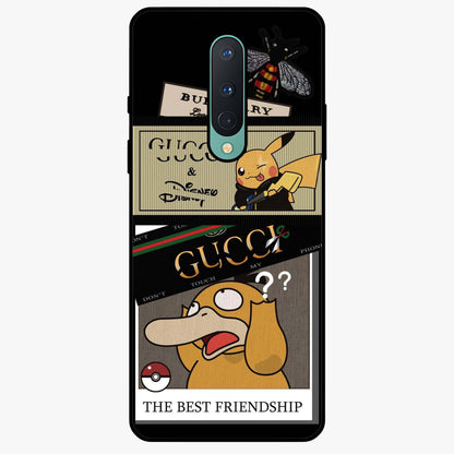 Gucci Play Mashup Glass Case showing flat back view with luxury inspired graphic artwork and glossy glass finish.