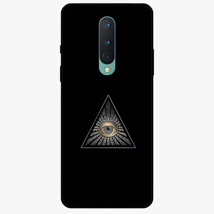 Illuminati Evil Glass Case showing flat back view with mysterious illuminati symbol artwork and glossy glass finish.
