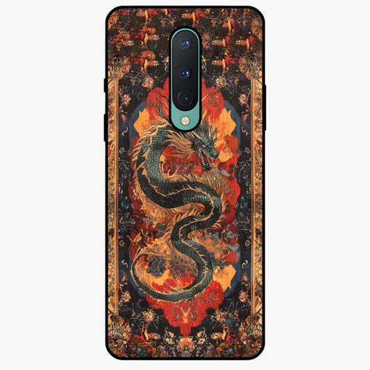 Inferno Dragon Soul Glass Case showing flat back view with fiery dragon artwork and glossy glass finish.