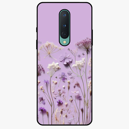 Lavender Blossom Dream Glass Case showing flat back view with soft lavender floral artwork and glossy glass finish.