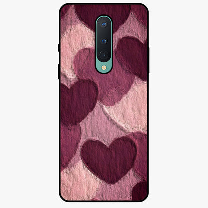 Layered Paper Hearts Glass Case showing flat back view with layered paper heart artwork and glossy glass finish.