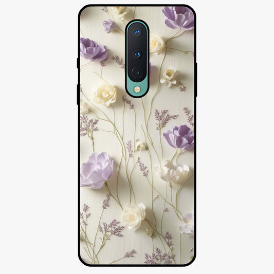 Lilac Breeze Harmony Glass Case showing flat back view with soft lilac themed artwork and glossy glass finish.
