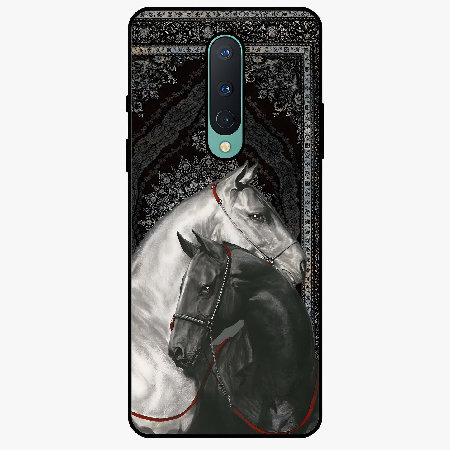 Majestic Ride Legacy Glass Case showing flat back view with powerful automotive inspired artwork and glossy glass finish.