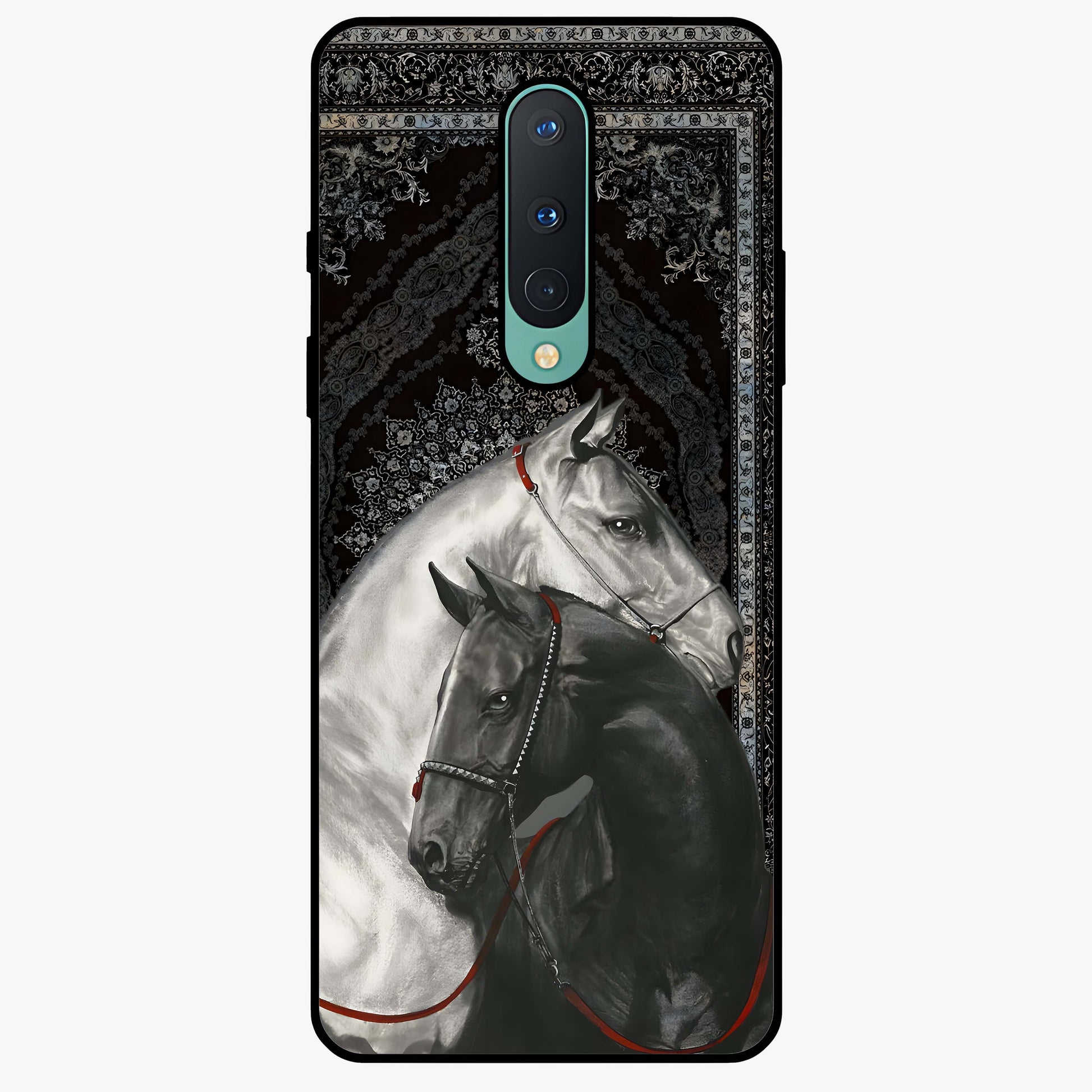 Majestic Ride Legacy Glass Case showing flat back view with powerful automotive inspired artwork and glossy glass finish.