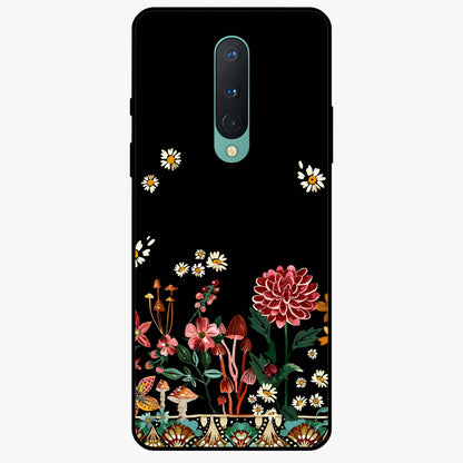Midnight Bloom Pattern Glass Case showing flat back view with dark floral pattern artwork and glossy glass finish.