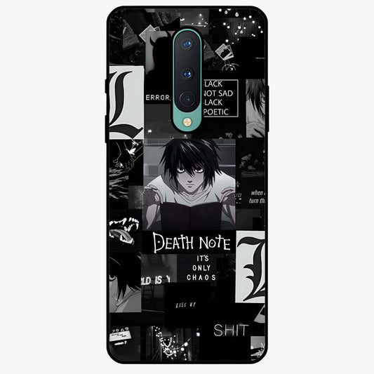 Midnight Chaos Mind Glass Case showing flat back view with abstract dark themed artwork and glossy glass finish.
