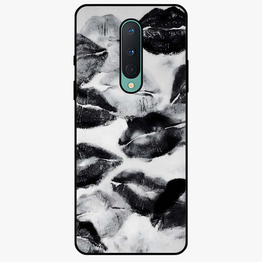 Midnight Kiss Marks Glass Case showing flat back view with lipstick kiss mark artwork and glossy glass finish.