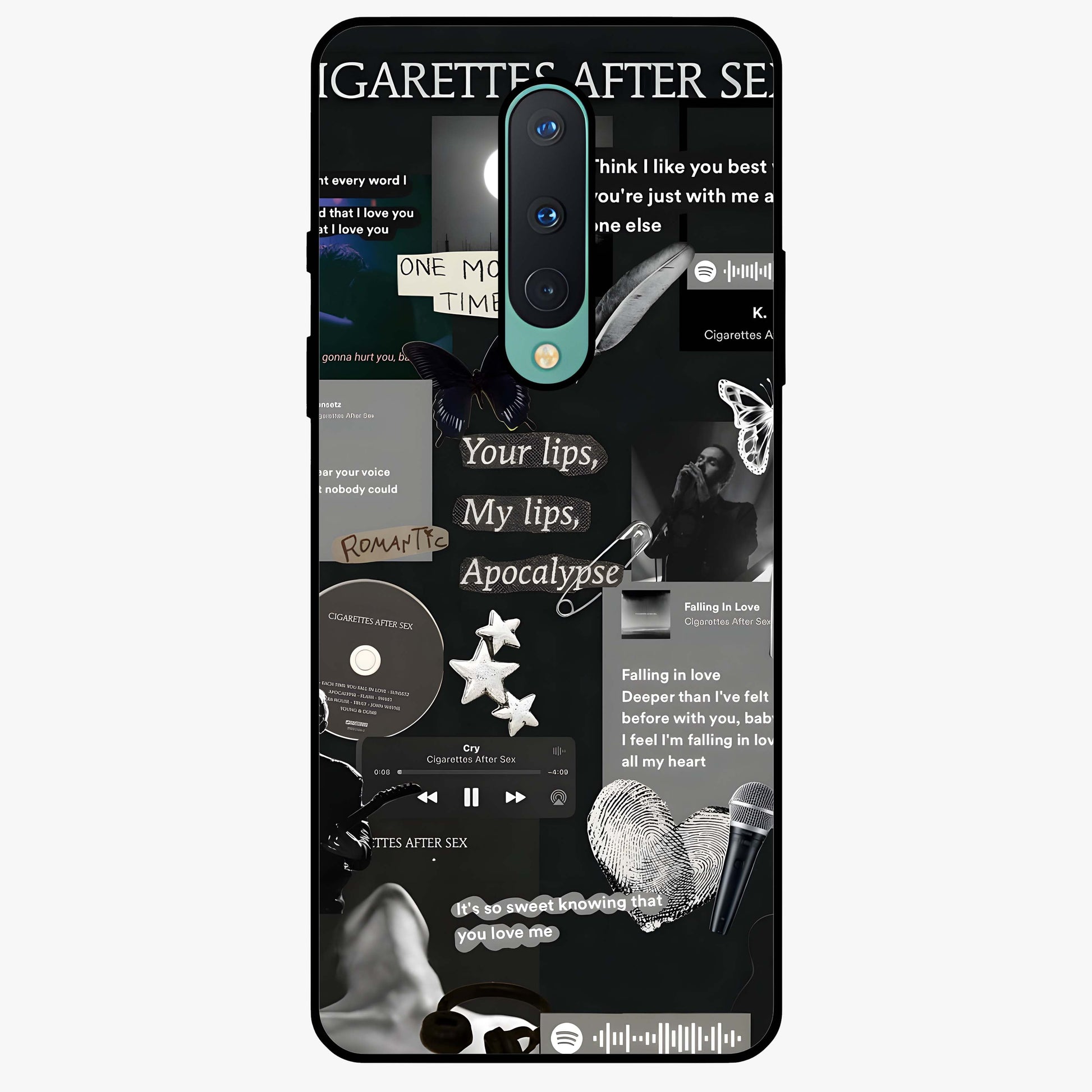 Midnight Love Echo Glass Case showing flat back view with romantic midnight themed artwork and glossy glass finish.