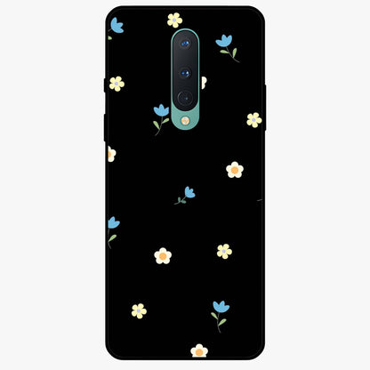 Minimalistic Blue With White Flower Pattern Glass Case showing flat back view with blue background and white flower pattern and glossy glass finish.