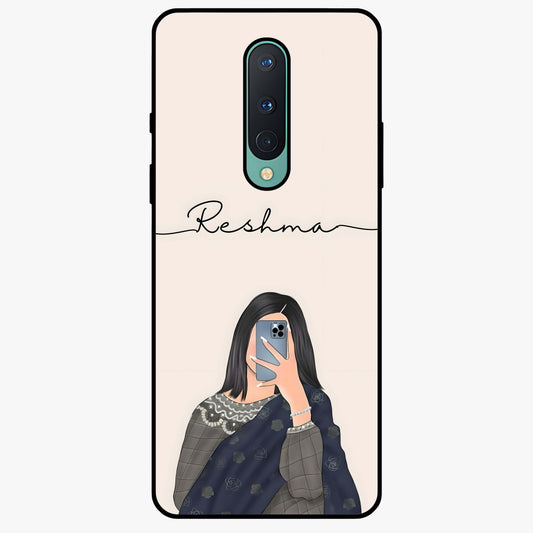 Mirror Mood Muse With Custom Name Glass Case showing flat back view with stylish mirrored artwork and personalized name design.