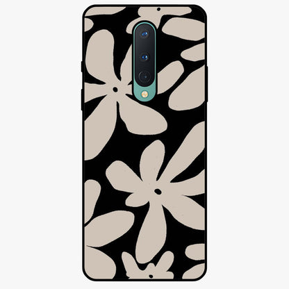 Monochrome Petal Dance Glass Case showing flat back view with monochrome floral artwork and glossy glass finish.